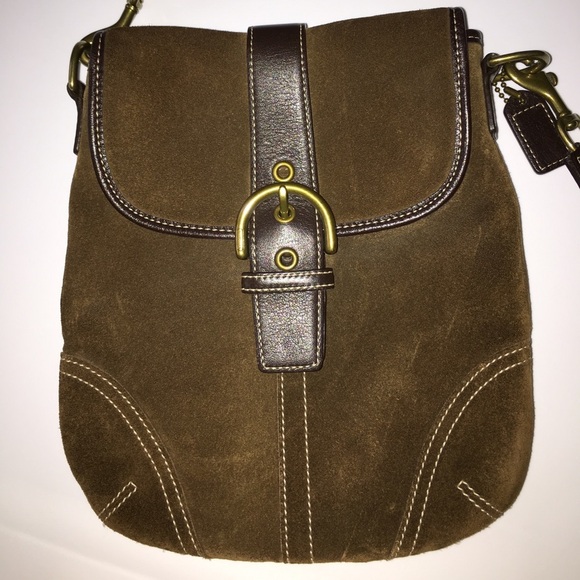 Coach 116 Brown Suede Crossbody Messenger Bag - Picture 4 of 8